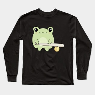 Kawaii Frog Loves Softball Long Sleeve T-Shirt